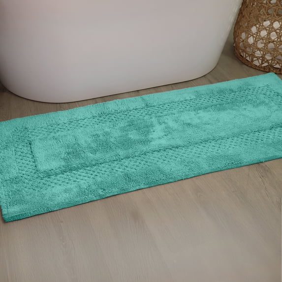 Home Weavers Classy Bathmat 100% Cotton Tufted Bath Rug, Extra Soft and Absorbent Bath Rugs, Machine Washable bath rugs for Bathroom, 21"x54" Runner, Aqua
