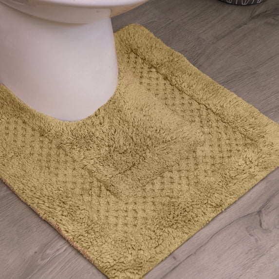Home Weavers 100% Cotton Contour Rug Toilet Mat, Soft & Absorbent Bathroom Contour Mat, Washable Bath Contour Rug, 20"x20", Linen