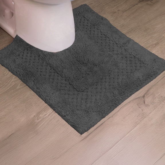 Home Weavers 100% Cotton Contour Toilet Rug, Soft & Absorbent, Machine Washable, 20"x20", Gray
