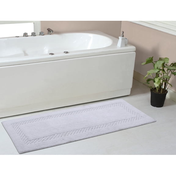 Home Weavers Classy 100% Cotton Tufted Bath Runner Rug, Soft & Absorbent, Machine Washable, 21"x54", White