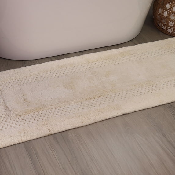 Home Weavers Classy Bathmat 100% Cotton Tufted Bath Rug, Extra Soft and Absorbent Bath Rugs, Machine Washable bath rugs for Bathroom, 21"x54" Runner, Ivory
