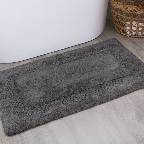 Home Weavers Classy Bathmat 100% Cotton Tufted Bath Rug, Extra Soft and Absorbent Bath Rugs, Non-Slip Bath Mats, Machine Washable bath rugs for Bathroom, 21"x34" Rectangle, Gray