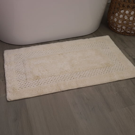 Home Weavers Classy Bathmat 100% Cotton Tufted Bath Rug, Extra Soft and Absorbent Bath Rugs, Machine Washable bath rugs for Bathroom, 21"x34" Rectangle, Ivory