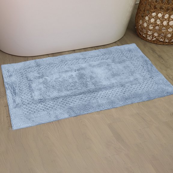 Home Weavers Classy Bathmat 100% Cotton Tufted Bath Rug, Extra Soft and Absorbent Bath Rugs, Non-Slip Bath Mats, Machine Washable bath rugs for Bathroom, 21"x34" Rectangle, Blue