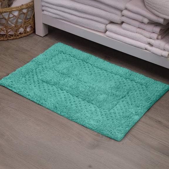 Home Weavers Classy Bathmat 100% Cotton Tufted Bath Rug, Extra Soft and Absorbent Bath Rugs, Non-Slip Plush Bath Carpet, Machine Wash, bath rug for Bathroom, 17"x24" Rectangle, Aqua