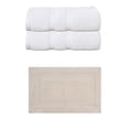 thumbnail image 1 of Home Weavers Classy Bath Mat 100% Soft Cotton Super Absorbent 2 Pcs Bath Towel Set & 1 Pc 17x24" Bath Rug, Machine Washable & Non Slip (Set of 3), Ivory, 1 of 4