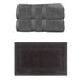 thumbnail image 1 of Home Weavers Classy Bath Mat 100% Soft Cotton Super Absorbent 2 Pcs Bath Towel Set & 1 Pc 21x34" Bath Rug, Machine Washable & Non Slip (Set of 3), Dark Gray, 1 of 4