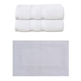 thumbnail image 1 of Home Weavers Classy Bath Mat 100% Soft Cotton Super Absorbent 2 Pcs Bath Towel Set & 1 Pc 21x34" Bath Rug, Machine Washable & Non Slip (Set of 3), White, 1 of 4