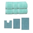 thumbnail image 1 of Home Weavers Classy Bath Mat 100% Soft Cotton Super Absorbent 2 Pcs Bath Towel Set & 3 Pc Bath Rug Combo, Machine Washable & Non Slip (Set of 5), Turquoise, 1 of 1