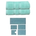 thumbnail image 1 of Home Weavers Classy Bath Mat 100% Soft Cotton Super Absorbent 2 Pcs Bath Towel Set & 5 Pc Bath Rug Combo, Machine Washable & Non Slip (Set of 7), Turquoise, 1 of 4