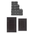 thumbnail image 1 of Home Weavers Classy Bath Mat 100% Soft Cotton Super Absorbent 6 Pcs Towel Set & 2 Pc Bath Rug Combo, Machine Washable & Non Slip (Set of 8), Dark Gray, 1 of 4