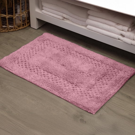 Home Weavers Classy Bathmat 100% Cotton Tufted Bath Rug, Extra Soft and Absorbent Bath Rugs, Bath Carpet, Machine Wash, bath rug for Bathroom, 17"x24" Rectangle, Pink