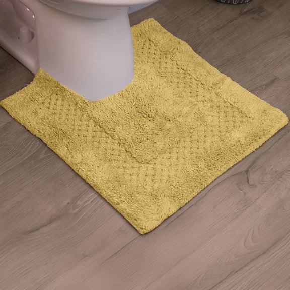Home Weavers 100% Cotton Contour Rug Toilet Mat, Soft & Absorbent Bathroom Contour Mat, Washable Bath Contour Rug, 20"x20", Yellow