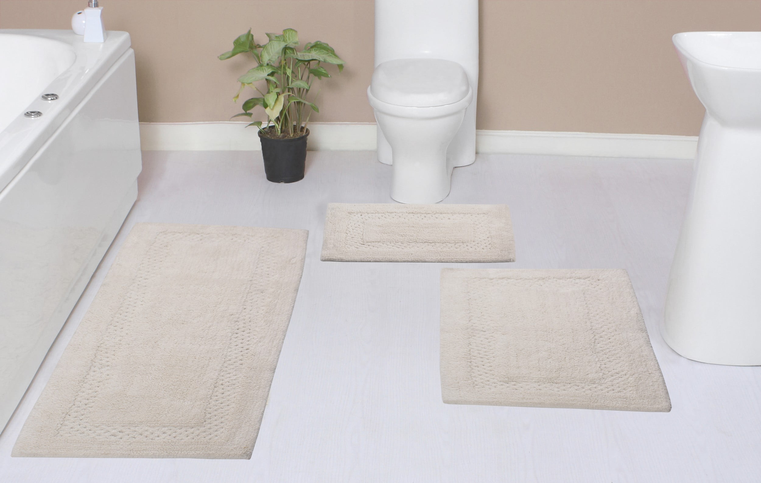 Home Weavers Classy Bathmat 100 Cotton Bathroom Rugs Set, Washable Rug