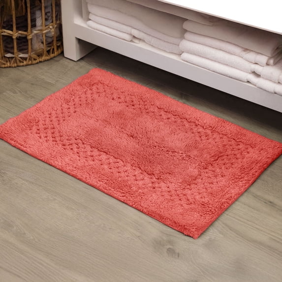 Home Weavers Classy Bathmat 100% Cotton Tufted Bath Rug, Extra Soft and Absorbent Bath Rugs, Bath Carpet, Machine Wash, bath rug for Bathroom, 17"x24" Rectangle, Coral
