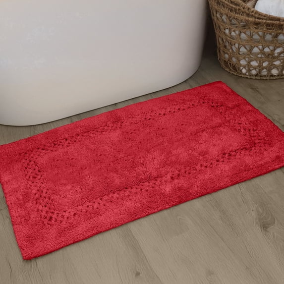 Home Weavers Classy Bathmat 100% Cotton Tufted Bath Rug, Extra Soft and Absorbent Bath Rugs, Machine Washable bath rugs for Bathroom, 21"x34" Rectangle, Red