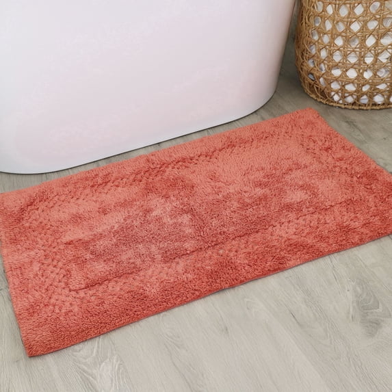 Home Weavers Classy Bathmat 100% Cotton Tufted Bath Rug, Extra Soft and Absorbent Bath Rugs, Machine Washable bath rugs for Bathroom, 24"x40" Rectangle, Coral
