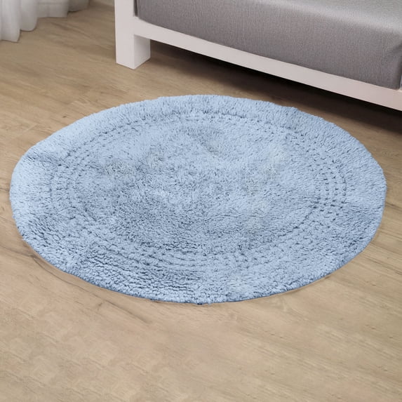 Home Weavers Classy Bathmat 100% Cotton Tufted Bath Rug, Extra Soft and Absorbent Bath Rugs, Machine Washable bath rugs for Bathroom, 30" Round, Blue