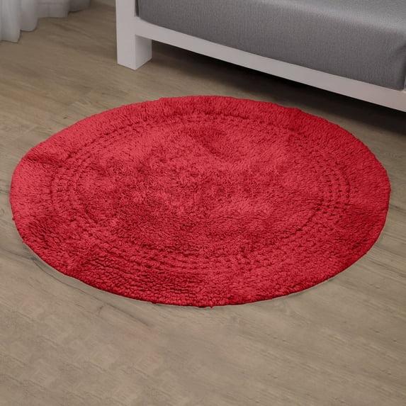 Home Weavers Classy Bathmat 100% Cotton Tufted Bath Rug, Extra Soft and Absorbent Bath Rugs, Machine Washable bath rugs for Bathroom, 30" Round, Red