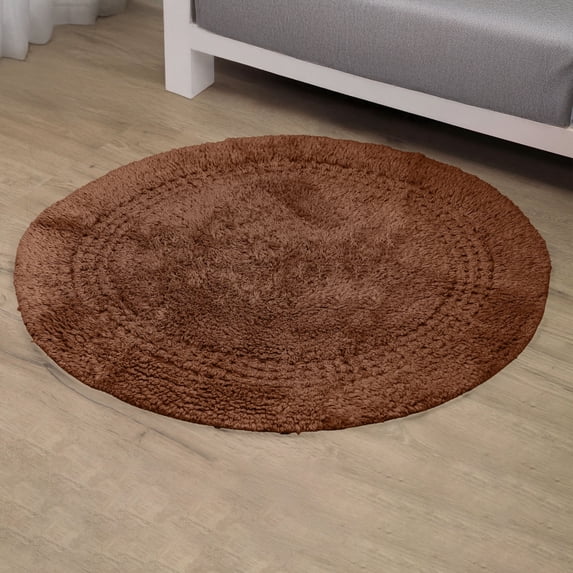 Home Weavers Classy Bathmat 100% Cotton Tufted Bath Rug, Extra Soft and Absorbent Bath Rugs, Non-Slip Bath Mats, Machine Washable bath rugs for Bathroom, 30" Round, Chocolate