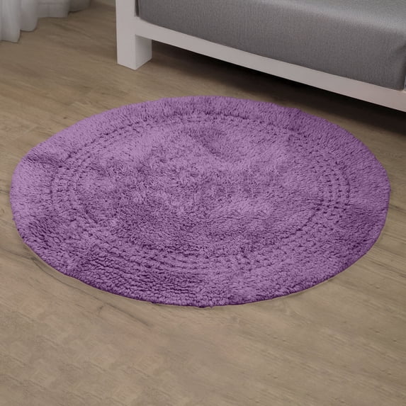 Home Weavers Classy Bathmat 100% Cotton Tufted Bath Rug, Extra Soft and Absorbent Bath Rugs, Machine Washable bath rugs for Bathroom, 30" Round, Purple