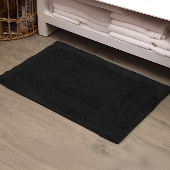 Home Weavers Classy Bathmat 100% Cotton Tufted Bath Rug, Extra Soft and Absorbent Bath Rugs, Bath Carpet, Machine Wash, bath rug for Bathroom, 17"x24" Rectangle, Black