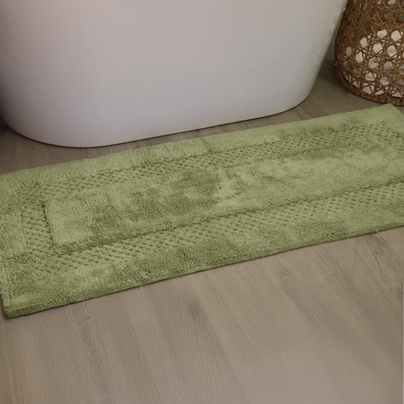 Home Weavers Classy Bathmat 100% Cotton Tufted Bath Rug, Extra Soft and Absorbent Bath Rugs, Non-Slip Bath Mats, Machine Washable bath rugs for Bathroom, 21"x54" Runner, Green