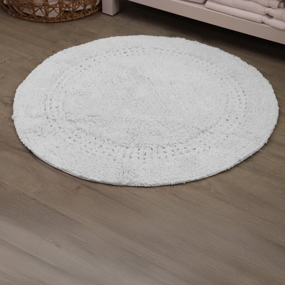 Home Weavers Classy Bathmat 100% Cotton Tufted Bath Rug, Extra Soft and Absorbent Bath Rugs, Machine Washable bath rugs for Bathroom, 30" Round, White