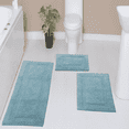 thumbnail image 1 of Home Weavers Classy Bathmat Collection 100% Cotton Bathroom Rug Set Machine Washable Bathroom Rug-17"x24", Bath Rug- 21"x34", Runner- 21"x54",3 Piece Bath Carpet set, Aqua, 1 of 8