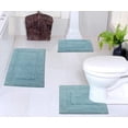 thumbnail image 1 of Home Weavers Classy Bathmat Collection Cotton Bathroom Rug Set Machine Washable Bathroom Rug-17"x24", Bath Rug- 21"x34", U Shaped Contour- 20"x20",3 Piece Bath Rug set, Aqua, 1 of 9