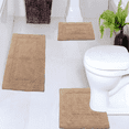 thumbnail image 1 of Home Weavers Classy Bathmat Collection Cotton Bathroom Rug Set Machine Washable Bathroom Rug-17"x24", Bath Rug- 21"x34", U Shaped Contour- 20"x20",3 Piece Bath Rug set, Linen, 1 of 9