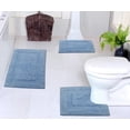thumbnail image 1 of Home Weavers Classy Bathmat Collection Cotton Bathroom Rug Set Machine Washable Bathroom Rug-17"x24", Bath Rug- 21"x34", U Shaped Contour- 20"x20",3 Piece Bath Rug set, Blue, 1 of 9