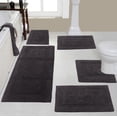thumbnail image 1 of Home Weavers Classy Bathmat 100% Cotton Bathroom Rugs Set, Washable Rug, Extra Soft and Absorbent bath Rug, Kitchen Mat, Bath Mat Set, Bath Floor Mat Non Slip, 5 Piece Set with Contour, Gray, 1 of 9