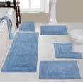 thumbnail image 1 of Home Weavers Classy Bathmat 100% Cotton Bathroom Rugs Set, Washable Rug, Extra Soft and Absorbent bath Rug, Kitchen Mat, Bath Mat Set, Bath Floor Mat Non Slip, 5 Piece Set with Contour, Blue, 1 of 5
