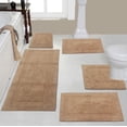 thumbnail image 1 of Home Weavers Classy Bathmat 100% Cotton Bathroom Rugs Set, Washable Rug, Extra Soft and Absorbent bath Rug, Kitchen Mat, Bath Mat Set, Bath Floor Mat Non Slip, 5 Piece Set with Contour, Linen, 1 of 3
