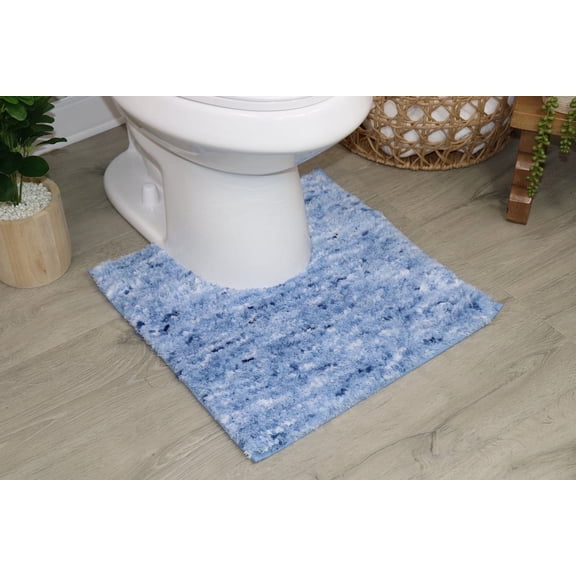 Luxury Toilet Rugs U-Shaped 20x20, Extra Soft and Absorbent Microfiber Bathroom Rugs, Non-Slip Plush Shaggy Bath Mat, Machine Wash Dry, Contour Bathroom Mats for Toilet Base, Blue