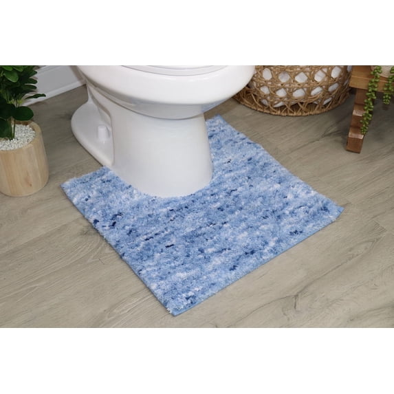 Luxury Toilet Rugs U-Shaped 20x20, Extra Soft and Absorbent Microfiber Bathroom Rugs, Non-Slip Plush Shaggy Bath Mat, Machine Wash Dry, Contour Bathroom Mats for Toilet Base, Blue
