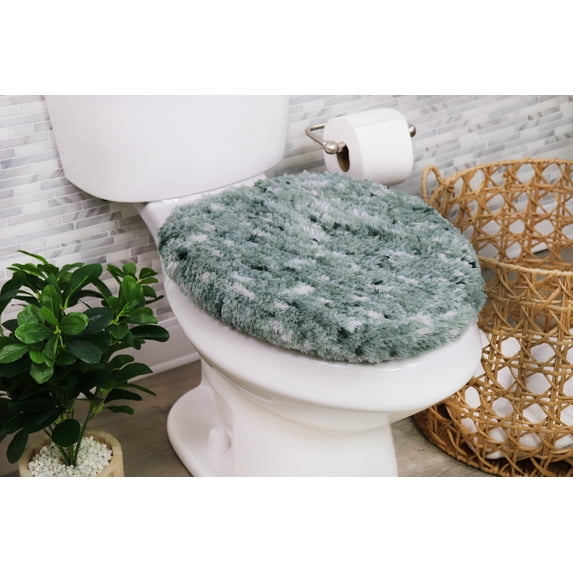 Soft Microfiber Bathroom Toilet Lid Cover, Machine Washable Seat Covers, 18x18, Stays in Place Rubber Backing, Fits Most Round, Elongated and Oblong Lids, Home Decor Accessories, Green