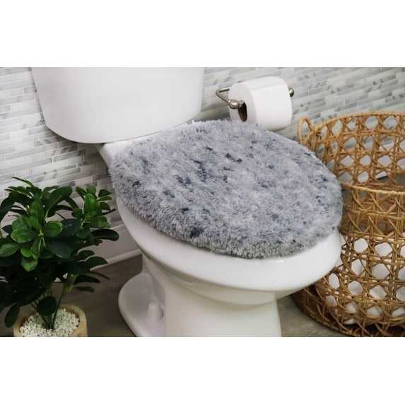Soft Microfiber Bathroom Toilet Lid Cover, Machine Washable Seat Covers, 18x18, Stays in Place Rubber Backing, Fits Most Round, Elongated and Oblong Lids, Home Decor Accessories, Gray
