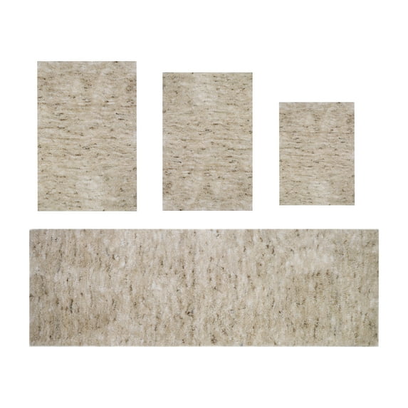 Luxury 4-Piece Microfiber Bath Rug Set, Non-Slip Rubber Backing, Ultra-Absorbent, Quick-Dry, Machine Washable Plush Bathroom Mats for Shower, Tub, Sink, and Vanity, Ivory