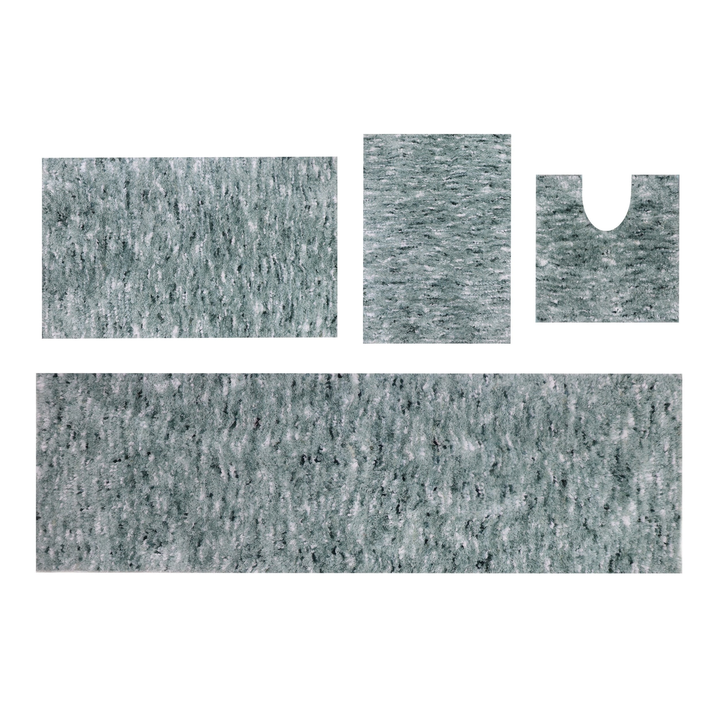 HOME WEAVERS Grandeur 4-Piece Microfiber Bath Rug Set, Non-Slip, Ultra-Absorbent, Quick-Dry, Machine Washable, Green