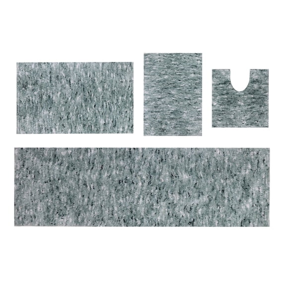 HOME WEAVERS Grandeur 4-Piece Microfiber Bath Rug Set, Non-Slip, Ultra-Absorbent, Quick-Dry, Machine Washable, Green