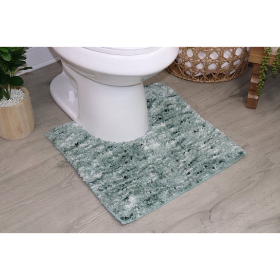 Luxury Toilet Rugs U-Shaped 20x20, Extra Soft and Absorbent Microfiber Bathroom Rugs, Non-Slip Plush Shaggy Bath Mat, Machine Wash Dry, Contour Bathroom Mats for Toilet Base, Green