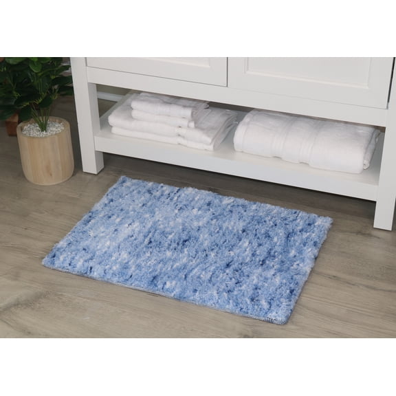 HOME WEAVERS INC Cloud Comfort 100% Microfiber Bathroom Rug 17"x24", Blue