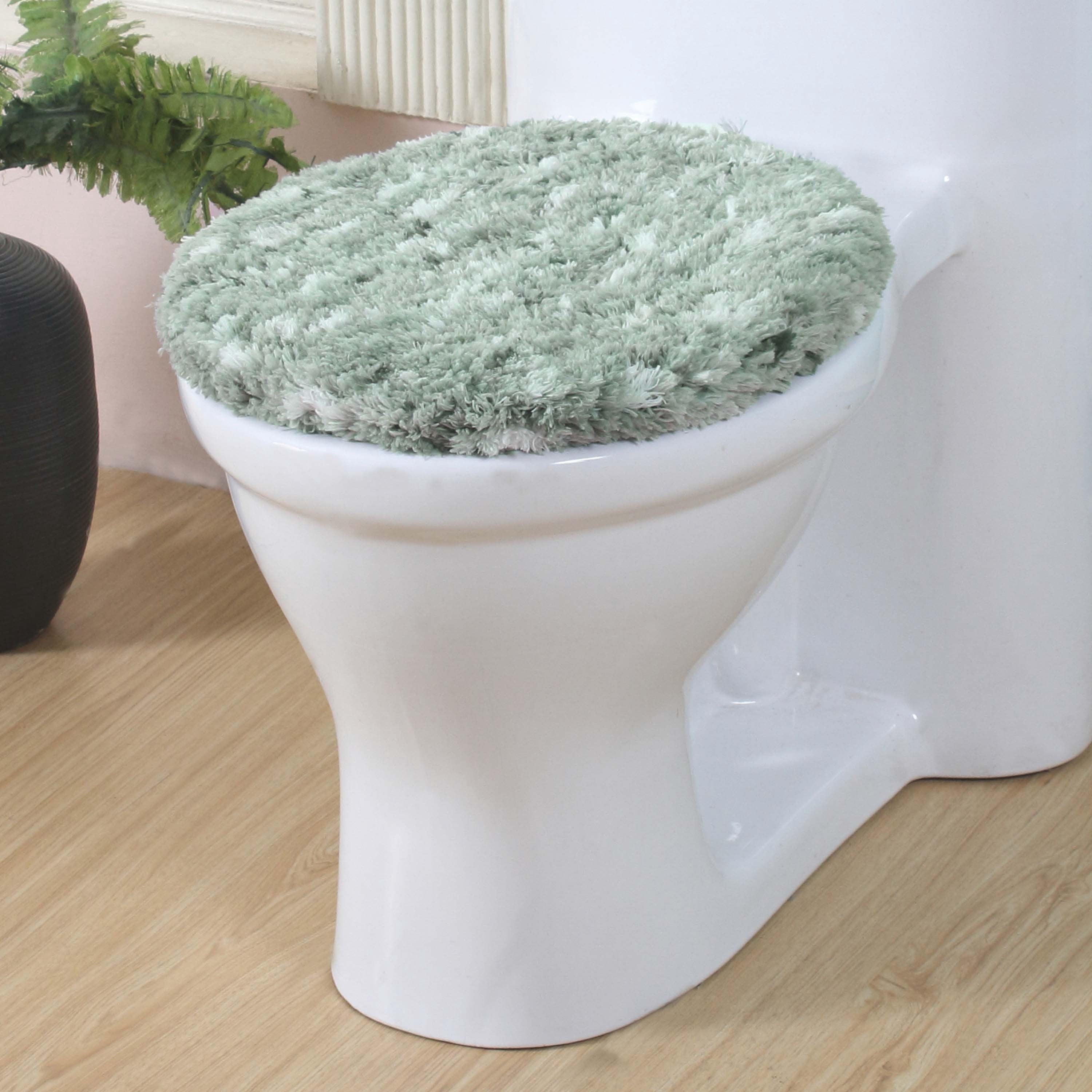 Home Weavers Cloud Comfort 100% Microfiber Lid Cover, Toilet Lid Cover, Machine Washable, Thick Plush Lid Rugs - 18"X18", Green