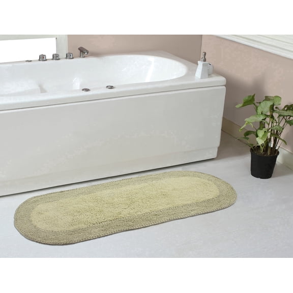 Home Weavers Double Ruffle Bathroom Rug 100% Cotton Bathroom Rugs Set, Washable Rug, Soft Cotton and Water Absorbent bath Rug, Kitchen Mat, Bath Rug, Bath Floor Mat Non Slip, 21"x54" Runner Sage
