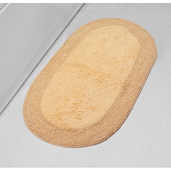 Home Weavers Double Ruffle Collection 100% Cotton Bathroom Rugs Set, Machine Washable, Extra Soft & Water Absorbent Rug, Kitchen Mat, Bath Rug, Bath Floor Mat Non Slip, 24"x40" Rectangle, Yellow