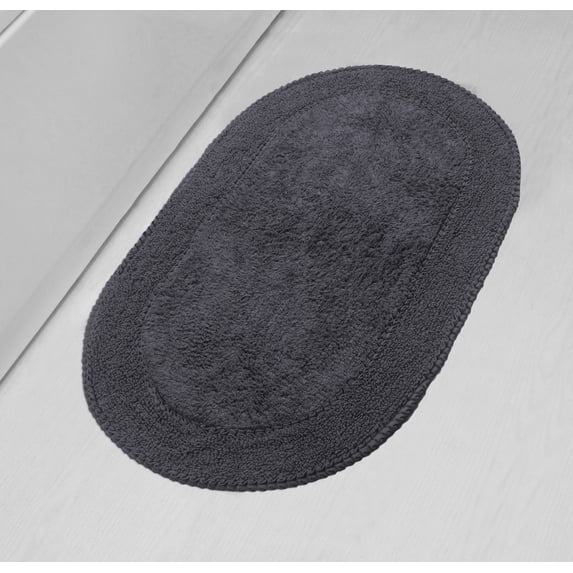 Home Weavers Double Ruffle Collection 100% Cotton Bathroom Rugs Set, Machine Washable, Extra Soft & Water Absorbent bath Rug, Kitchen Mat, Bath Rug, Bath Floor Mat Non Slip, 24"x40" Rectangle, Gray