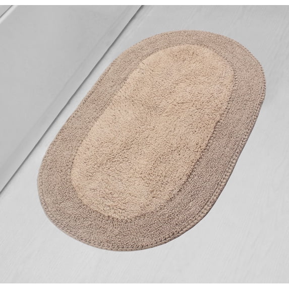 Home Weavers Double Ruffle Collection 100% Cotton Bathroom Rugs Set, Machine Washable, Extra Soft & Water Absorbent bath Rug, Kitchen Mat, Bath rug, Bath Floor Mat Non Slip, 24"x40" Rectangle Linen