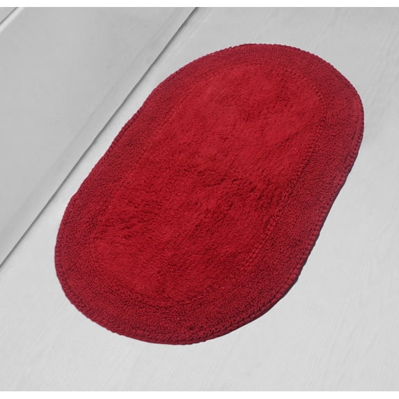 Home Weavers Double Ruffle Collection 100% Cotton Bathroom Rugs Set, Machine Washable, Extra Soft & Water Absorbent bath Rug, Kitchen Mat, Bath Rug, Bath Floor Mat Non Slip, 24"x40" Rectangle, Red
